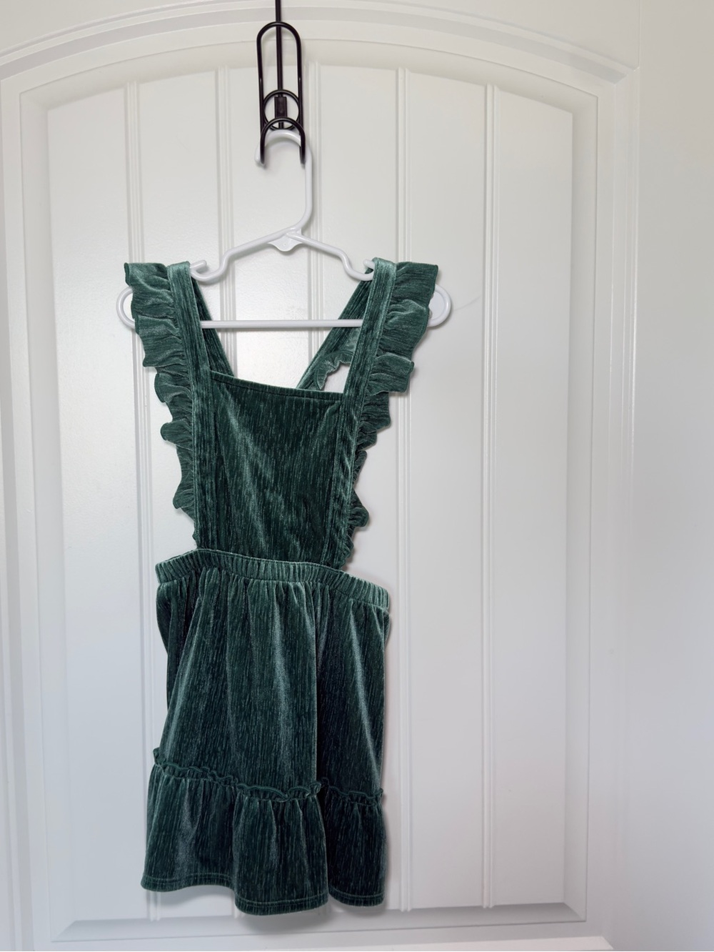 Cat & Jack Green Velvet Ruffled Overall Dress 4T